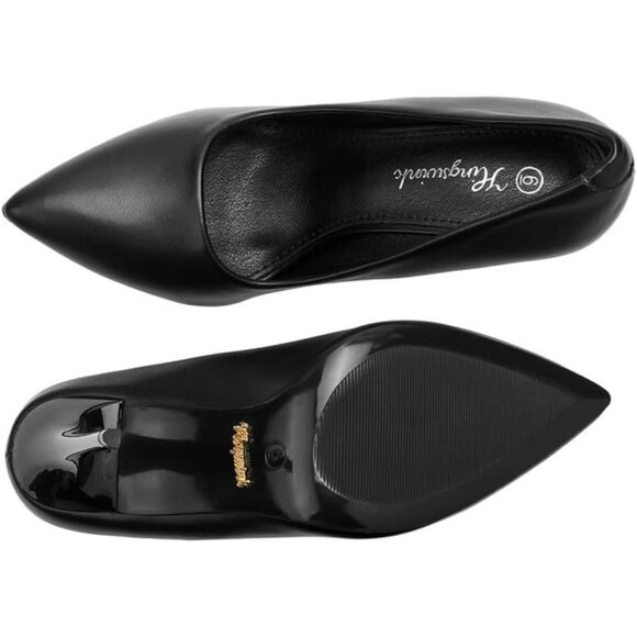 4 Inch PU-Black Womens Pumps High Heels Stiletto Pointed Closed Toe Bridal Shoes - Picture 6 of 8